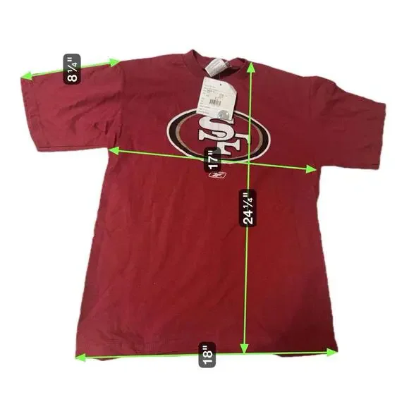 San Francisco 49ers Reebok Shirt Red Logo Youth Size 10-12 NWT - Picture 4 of 4